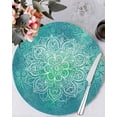 thumbnail image 1 of 15 Inch Round Placemats Set of 4, Turquoise Boho Non Slip Heat Insulation PP Table Mats, Oriental Abstract Motifs Traditional Bohemian Washable Place Mats for Kitchen Dining Party Table Decor, 1 of 7