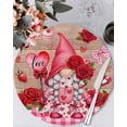 thumbnail image 1 of 15 Inch Round Placemats Set of 4, Valentine's Day Non Slip Heat Insulation PP Table Mats, Gnomes Roses Loves Romantic Plaid Wood Washable Place Mats for Kitchen Dining Party Table Decor, 1 of 7