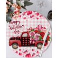 thumbnail image 1 of 15 Inch Round Placemats Set of 4, Valentine's Day Non Slip Heat Insulation PP Table Mats, Roses Car Love Hearts Romantic Pink Plaid Washable Place Mats for Kitchen Dining Party Table Decor, 1 of 7