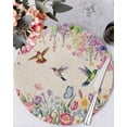 thumbnail image 1 of 15 Inch Round Placemats Set of 4, Watercolor Flowers Non Slip Heat Insulation PP Table Mats, Spring Hummingbird Butterflly Floral Beige Washable Place Mats for Kitchen Dining Party Table Decor, 1 of 7