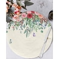 thumbnail image 1 of 15 Inch Round Placemats Set of 4, Watercolor Roses Non Slip Heat Insulation PP Table Mats, Spring Flowers Leaves Butterflies Light Beige Washable Place Mats for Kitchen Dining Party Table Decor, 1 of 7