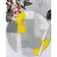 thumbnail image 1 of 15 Inch Round Placemats Set of 4, Yellow Grey Non Slip Heat Insulation PP Table Mats, Abstract Geometric Oil Painting Vintage Gradient Washable Place Mats for Kitchen Dining Party Table Decor, 1 of 7