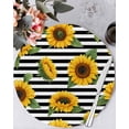 thumbnail image 1 of 15 Inch Round Placemats Set of 4, Yellow Sunflowers Non Slip Heat Insulation PP Table Mats, Spring Floral Black Stripes Farmhouse Washable Place Mats for Kitchen Dining Party Table Decor, 1 of 7