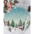 thumbnail image 1 of 15 Inch Round Placemats Set of 6, Aurora Christmas Snowman Non Slip Heat Insulation PP Table Mats, Xmas Snowflake Tree Winter Washable Place Mats for Kitchen Dining Party Table Decor, 1 of 7