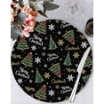 thumbnail image 1 of 15 Inch Round Placemats Set of 6, Black Christmas Non Slip Heat Insulation PP Table Mats, Winter Green Pine Tree Gold Snowflake Washable Place Mats for Kitchen Dining Party Table Decor, 1 of 7