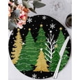 thumbnail image 1 of 15 Inch Round Placemats Set of 6, Black Christmas Tree Non Slip Heat Insulation PP Table Mats, Green Golden Xmas Tree Snowflake Winter Washable Place Mats for Kitchen Dining Party Table Decor, 1 of 7