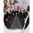 thumbnail image 1 of 15 Inch Round Placemats Set of 6, Black Christmas Tree Non Slip Heat Insulation PP Table Mats, Xmas Balls Pine Needles Snowflake Washable Place Mats for Kitchen Dining Party Table Decor, 1 of 7