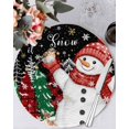 thumbnail image 1 of 15 Inch Round Placemats Set of 6, Black Snowman Christmas Non Slip Heat Insulation PP Table Mats, Snowflake Xmas Tree Winter Elk Washable Place Mats for Kitchen Dining Party Table Decor, 1 of 7