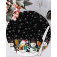 thumbnail image 1 of 15 Inch Round Placemats Set of 6, Black Snowman Non Slip Heat Insulation PP Table Mats, Christmas Winter Snowflake Xmas Tree Washable Place Mats for Kitchen Dining Party Table Decor, 1 of 7