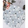 thumbnail image 1 of 15 Inch Round Placemats Set of 6, Blue Christmas Non Slip Heat Insulation PP Table Mats, Xmas Snowflake Snowman Washable Place Mats for Kitchen Dining Party Table Decor, 1 of 7