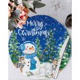 thumbnail image 1 of 15 Inch Round Placemats Set of 6, Blue Christmas Non Slip Heat Insulation PP Table Mats, Xmas Snowman Pine Trees Elk Snowflake Washable Place Mats for Kitchen Dining Party Table Decor, 1 of 7