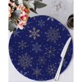 thumbnail image 1 of 15 Inch Round Placemats Set of 6, Blue Christmas Snowflakes Non Slip Heat Insulation PP Table Mats, Modern Xmas Winter Minimalist Washable Place Mats for Kitchen Dining Party Table Decor, 1 of 7