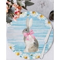 thumbnail image 1 of 15 Inch Round Placemats Set of 6, Blue Easter Bunny Non Slip Heat Insulation PP Table Mats, Spring Daisy Modern Ombre Striped Washable Place Mats for Kitchen Dining Party Table Decor, 1 of 7