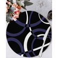 thumbnail image 1 of 15 Inch Round Placemats Set of 6, Blue Geometric Non Slip Heat Insulation PP Table Mats, Contemporary White Abstract Lines Black Washable Place Mats for Kitchen Dining Party Table Decor, 1 of 7