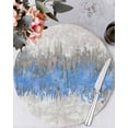 thumbnail image 1 of 15 Inch Round Placemats Set of 6, Blue Grey Abstract Non Slip Heat Insulation PP Table Mats, Gradient Geometric Graffiti Modern Art Washable Place Mats for Kitchen Dining Party Table Decor, 1 of 7