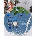 thumbnail image 1 of 15 Inch Round Placemats Set of 6, Blue Teal Gnomes Christmas Non Slip Heat Insulation PP Table Mats, Xmas Weeping Balls Snowflake Washable Place Mats for Kitchen Dining Party Table Decor, 1 of 7