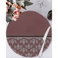 thumbnail image 1 of 15 Inch Round Placemats Set of 6, Boho Red Brown Flower Non Slip Heat Insulation PP Table Mats, Abstract Bohemia Pesley Floral Washable Place Mats for Kitchen Dining Party Table Decor, 1 of 7