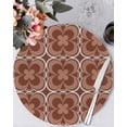 thumbnail image 1 of 15 Inch Round Placemats Set of 6, Brown Boho Non Slip Heat Insulation PP Table Mats, Retro Farmhouse Abstract Floral Motifs Washable Place Mats for Kitchen Dining Party Table Decor, 1 of 7