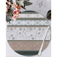 thumbnail image 1 of 15 Inch Round Placemats Set of 6, Brown Geometric Non Slip Heat Insulation PP Table Mats, Stripes Boho Spring Flowers Pastoral Country Washable Place Mats for Kitchen Dining Party Table Decor, 1 of 7