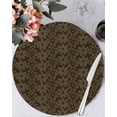 thumbnail image 1 of 15 Inch Round Placemats Set of 6, Brown Golden Floral Non Slip Heat Insulation PP Table Mats, Modern Abstract Art Spring Flowers Washable Place Mats for Kitchen Dining Party Table Decor, 1 of 7