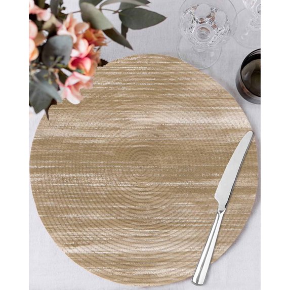 15 Inch Round Placemats Set of 6, Brown Non Slip Heat Insulation PP Table Mats, Vintage Modern Abstract Art Ombre Washable Place Mats for Kitchen Dining Party Table Decor