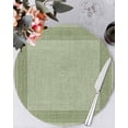 thumbnail image 1 of 15 Inch Round Placemats Set of 6, Cameo Green Retro Greek Key Non Slip Heat Insulation PP Table Mats, Geometric Greece Ancient Rustic Washable Place Mats for Kitchen Dining Party Table Decor, 1 of 7