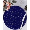 thumbnail image 1 of 15 Inch Round Placemats Set of 6, Christmas Blue Non Slip Heat Insulation PP Table Mats, Winter Snowflakes Xmas Retro Washable Place Mats for Kitchen Dining Party Table Decor, 1 of 7
