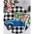 thumbnail image 1 of 15 Inch Round Placemats Set of 6, Christmas Blue Truck Non Slip Heat Insulation PP Table Mats, Xmas Tree Bow Rustic White Black Checkered Washable Place Mats for Kitchen Dining Party Table Decor, 1 of 7