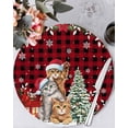 thumbnail image 1 of 15 Inch Round Placemats Set of 6, Christmas Cats Non Slip Heat Insulation PP Table Mats, Xmas Tree Poinsettia Botanical Red Buffalo Plaid Washable Place Mats for Kitchen Dining Party Table Decor, 1 of 7
