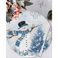 thumbnail image 1 of 15 Inch Round Placemats Set of 6, Christmas Coastal Non Slip Heat Insulation PP Table Mats, Blue Snowman Pine Tree Starfish Coral Washable Place Mats for Kitchen Dining Party Table Decor, 1 of 7
