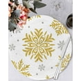 thumbnail image 1 of 15 Inch Round Placemats Set of 6, Christmas Non Slip Heat Insulation PP Table Mats, Winter Xmas Yellow Snowflakes Textured Washable Place Mats for Kitchen Dining Party Table Decor, 1 of 7