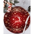 thumbnail image 1 of 15 Inch Round Placemats Set of 6, Christmas Red Reindeer Non Slip Heat Insulation PP Table Mats, Snowflakes Winter Xmas Holiday Washable Place Mats for Kitchen Dining Party Table Decor, 1 of 7