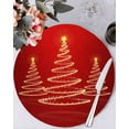 thumbnail image 1 of 15 Inch Round Placemats Set of 6, Christmas Shinny Tree Non Slip Heat Insulation PP Table Mats, Xmas Light Stars Abstract Red Washable Place Mats for Kitchen Dining Party Table Decor, 1 of 7
