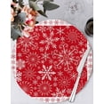 thumbnail image 1 of 15 Inch Round Placemats Set of 6, Christmas Snowflakes Non Slip Heat Insulation PP Table Mats, Red Xmas Winter Vintage Washable Place Mats for Kitchen Dining Party Table Decor, 1 of 7