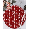 thumbnail image 1 of 15 Inch Round Placemats Set of 6, Christmas Snowman Red Non Slip Heat Insulation PP Table Mats, Winter Snowflakes Xmas Retro Washable Place Mats for Kitchen Dining Party Table Decor, 1 of 7