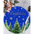 thumbnail image 1 of 15 Inch Round Placemats Set of 6, Christmas Tree Non Slip Heat Insulation PP Table Mats, Winter Snowflakes Xmas Pine Tree Blue Washable Place Mats for Kitchen Dining Party Table Decor, 1 of 7