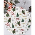 thumbnail image 1 of 15 Inch Round Placemats Set of 6, Christmas Tree Non Slip Heat Insulation PP Table Mats, Xmas Snowflake Tree Green Washable Place Mats for Kitchen Dining Party Table Decor, 1 of 7