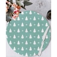 thumbnail image 1 of 15 Inch Round Placemats Set of 6, Christmas Trees Non Slip Heat Insulation PP Table Mats, Xmas Snowflakes Winter Pine Tree Green Washable Place Mats for Kitchen Dining Party Table Decor, 1 of 7