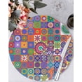 thumbnail image 1 of 15 Inch Round Placemats Set of 6, Colorful Ethnic Non Slip Heat Insulation PP Table Mats, Modern Abstract National Geometric Purple Washable Place Mats for Kitchen Dining Party Table Decor, 1 of 7