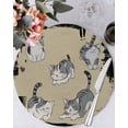 thumbnail image 1 of 15 Inch Round Placemats Set of 6, Cute Cat Non Slip Heat Insulation PP Table Mats, Black Beige Vintage Animal Washable Place Mats for Kitchen Dining Party Table Decor, 1 of 7