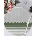 thumbnail image 1 of 15 Inch Round Placemats Set of 6, Dark Green Striped Non Slip Heat Insulation PP Table Mats, Abstract Modern Geometric Stripes Washable Place Mats for Kitchen Dining Party Table Decor, 1 of 7