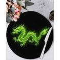 thumbnail image 1 of 15 Inch Round Placemats Set of 6, Dragon Flames Non Slip Heat Insulation PP Table Mats, Green Dragons Abstract Modern Art Washable Place Mats for Kitchen Dining Party Table Decor, 1 of 7