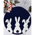 thumbnail image 1 of 15 Inch Round Placemats Set of 6, Easter Bunny Non Slip Heat Insulation PP Table Mats, Cute Rabbit Family Vintage Navy Blue Abstract Washable Place Mats for Kitchen Dining Party Table Decor, 1 of 7