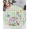 thumbnail image 1 of 15 Inch Round Placemats Set of 6, Easter Bunny Non Slip Heat Insulation PP Table Mats, Spring Flower Daisy Tulips Green Checkered Washable Place Mats for Kitchen Dining Party Table Decor, 1 of 7
