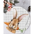 thumbnail image 1 of 15 Inch Round Placemats Set of 6, Easter Bunny Non Slip Heat Insulation PP Table Mats, Spring Rabbits Carrots Gray Buffalo Plaid Washable Place Mats for Kitchen Dining Party Table Decor, 1 of 7