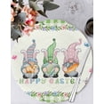 thumbnail image 1 of 15 Inch Round Placemats Set of 6, Easter Non Slip Heat Insulation PP Table Mats, Spring Gnomes Floral Bunny Eggs Green Lattice Washable Place Mats for Kitchen Dining Party Table Decor, 1 of 7