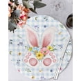 thumbnail image 1 of 15 Inch Round Placemats Set of 6, Easter Non Slip Heat Insulation PP Table Mats, Spring Rabbits Ears Feet Floral Blue Lattice Washable Place Mats for Kitchen Dining Party Table Decor, 1 of 7