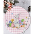thumbnail image 1 of 15 Inch Round Placemats Set of 6, Easter Non Slip Heat Insulation PP Table Mats, Spring Watercolor Bunny Eggs Butterflies Pink Plaid Washable Place Mats for Kitchen Dining Party Table Decor, 1 of 7