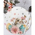 thumbnail image 1 of 15 Inch Round Placemats Set of 6, Easter Rabbit Eggs Non Slip Heat Insulation PP Table Mats, Spring Pink Daisy Flowers Butterfly Pastoral Washable Place Mats for Kitchen Dining Party Table Decor, 1 of 7