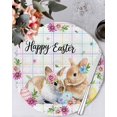 thumbnail image 1 of 15 Inch Round Placemats Set of 6, Easter Rabbits Non Slip Heat Insulation PP Table Mats, Cute Bunny Faisy Leaf Eggs Spring Colorful Plaid Washable Place Mats for Kitchen Dining Party Table Decor, 1 of 7